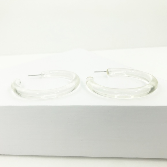 Hoop Earrings in Clear - Picture 2 of 8